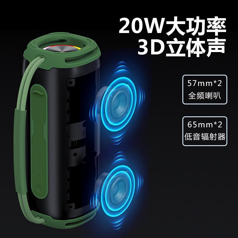 Portable Outdoor Smart Speaker Dual Driver 20W Bass Waterproof Bluetooth Speaker Black