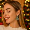 Dripping Oil Xmas Earrings Studs Rhinestone New Year Dangle Earrings Christmas Tree Earrings  Gift
