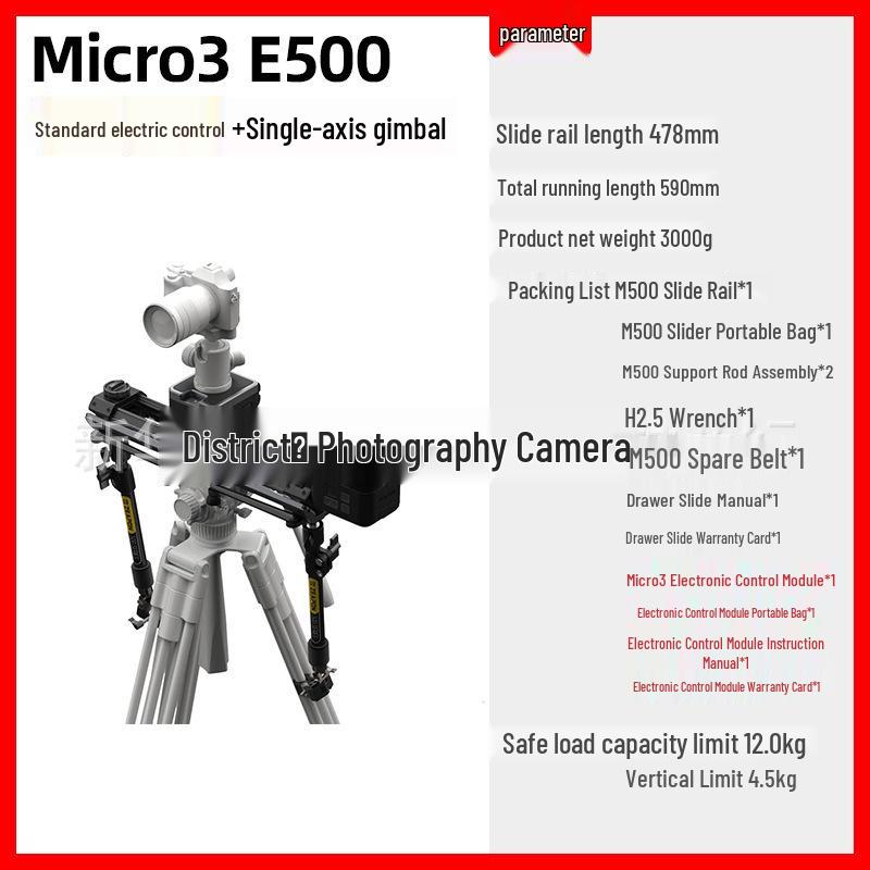 7-in-1 Micro3 E500700E1000 Electric Camera Slider for DSLR & Mirrorless with Damping & Anti-Shake