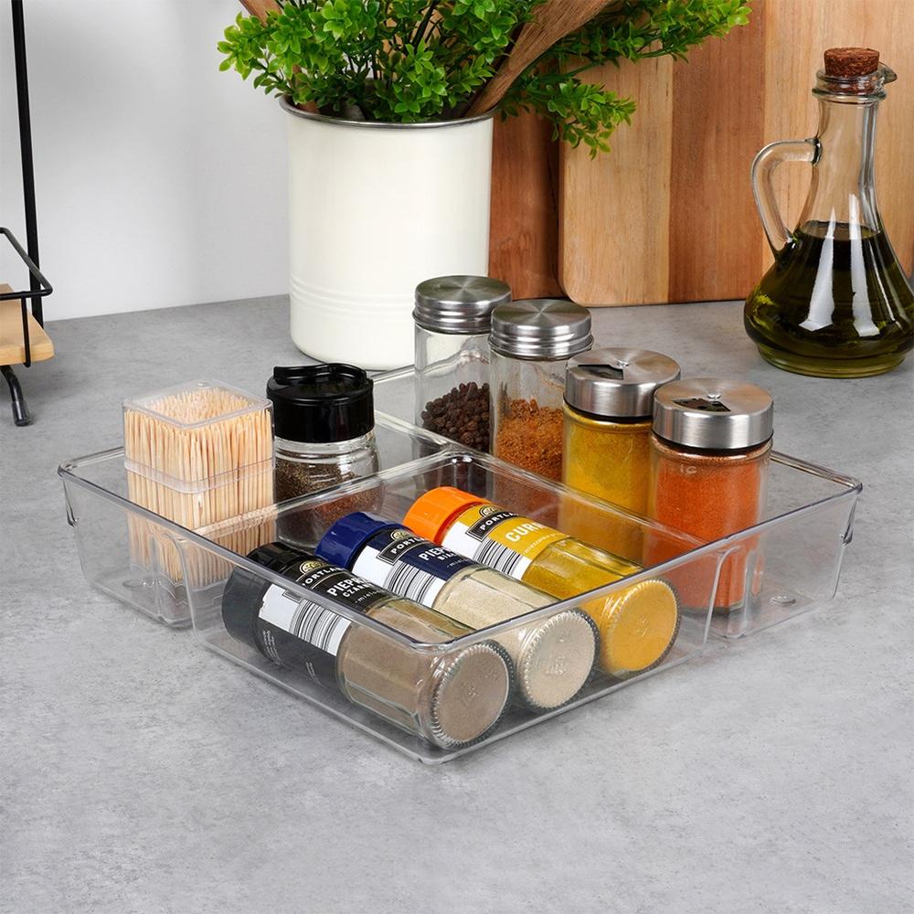 Container Organizer Kitchen Bathroom Office Box with Compartments 23 cm