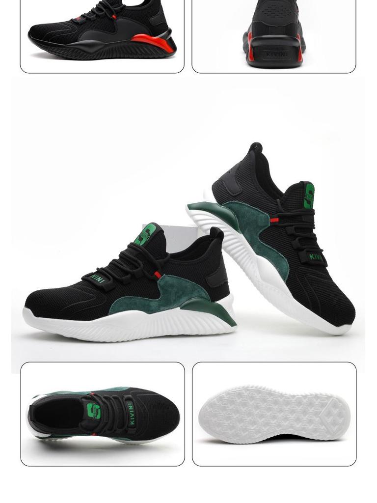 Flyknit Breathable Safety Shoes, Four-Season Wear-Resistant, Anti-Smash, Anti-Puncture Labor Protection Footwear.