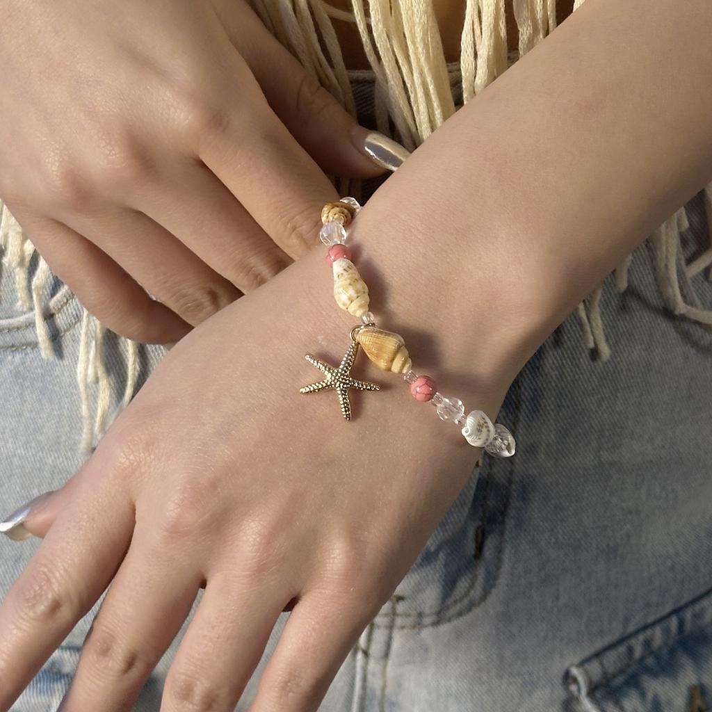 New Handmade Starfish Pendant Necklace for Women Bohemian Conch Beaded Choker Necklace Girls Spring Summer Beach Jewelry Gift