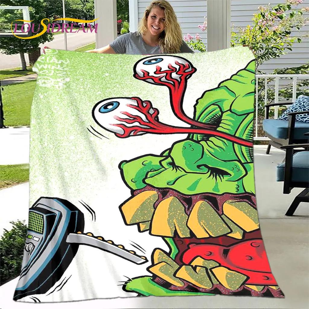 Funny Rat Fink Cartoon Soft Plush Blanket,Flannel Blanket Throw Blanket for Living Room Bedroom Bed Sofa Picnic Cover Bettdecke