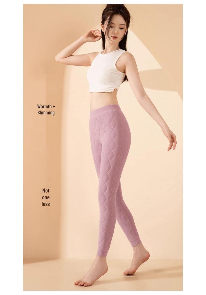 Damen-Winterhose mit hoher Taille, 100 % Wollfüllung - Extra dick, Baumwolle mit Samtfutter für Kälteschutz
