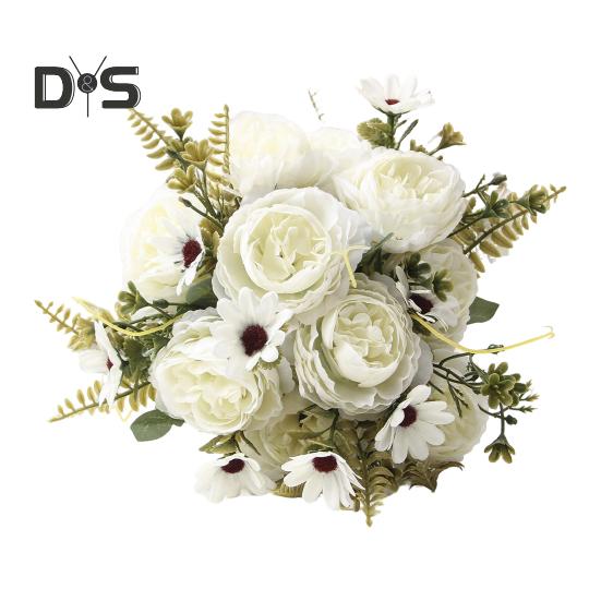 

Букеты из искусственных цветов, искусственные ромашки, пионы, букеты, искусственные цветы, центральные украшения для стола, цветочные композиции для дома, свадебные украшения для отеля белый