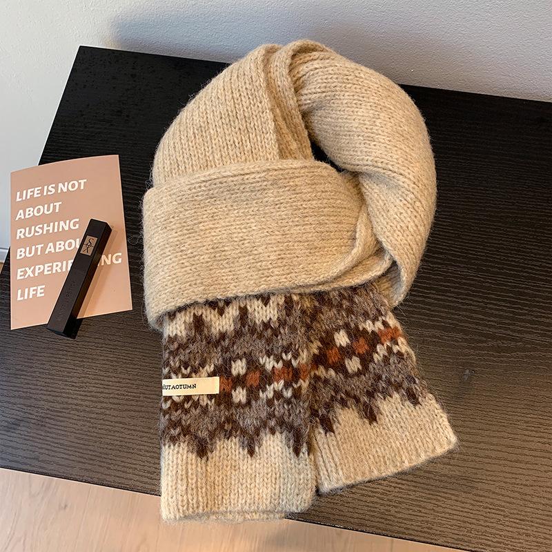 Fair Island Scarf Women s Korean Premium Atmosphere Jacquard Knitted Shawl Comfortable Thickened Warm Scarf Scarf 152*30