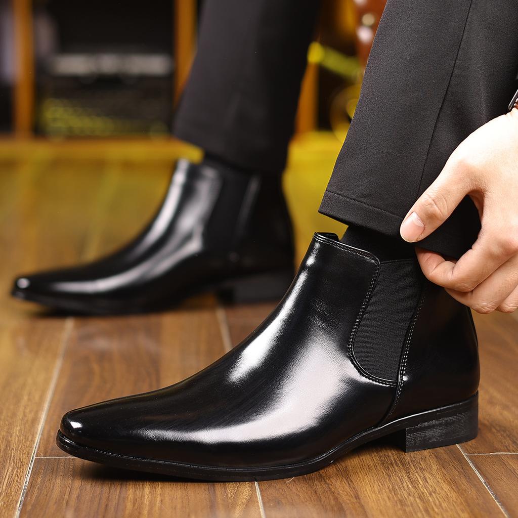 Jesień Zima Skórzane Botki Chelsea dla Mężczyzn Projektant Miękka Podeszwa Buty Wizytowe dla Biznesmenów Moda Duży Rozmiar Botki Męskie