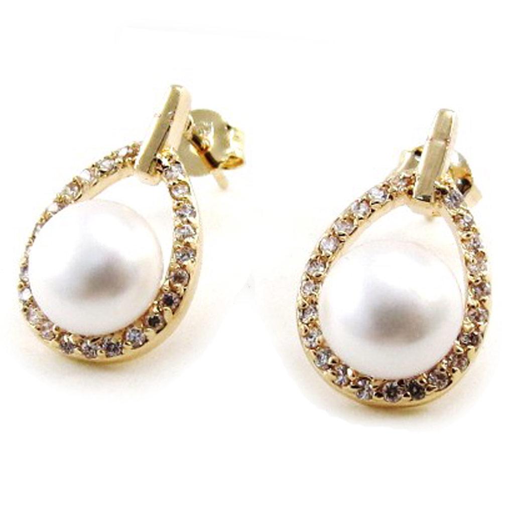 

Les Trésors De Lily [J0194] - позолоченные серьги Sissi белое золото - 18x10 мм