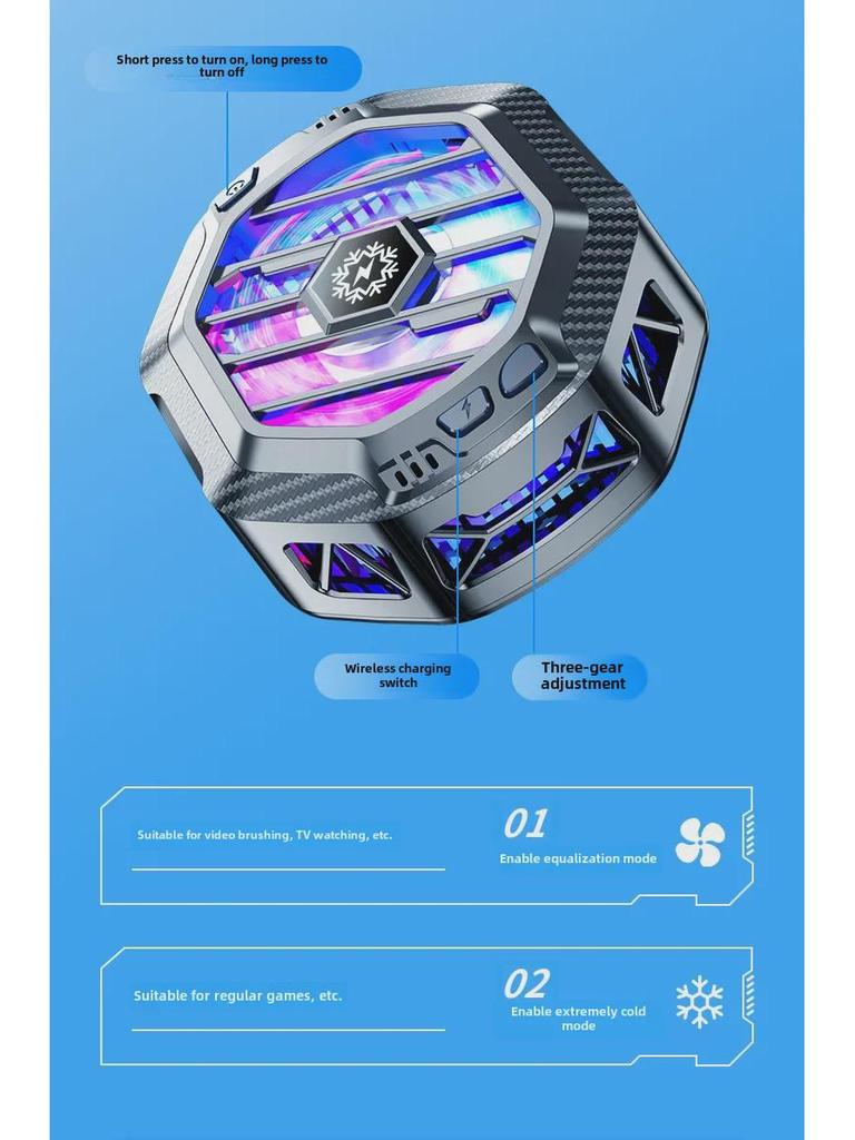 Magnetic Mobile Phone Radiator X60 with Wireless Charging and Silent Semiconductor Fast Cooling