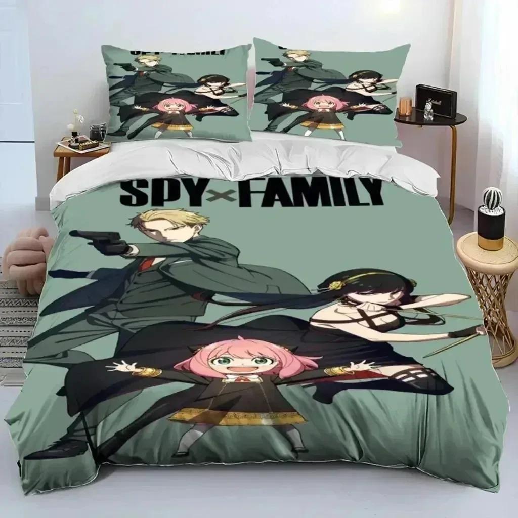 3D Print Anime SPY×FAMILY Anya Beding Set Young Boys Young Girls Twin Quen Sized Dimensions Soft Duvet Cover Pilowcase Bed Children Kids Adult People