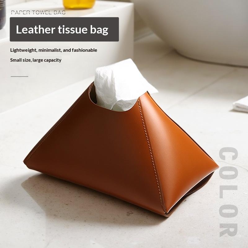 Küchenrollenhalter Europäischer Minimalistischer Ausziehbarer Küchenrollenhalter-Kasten aus PU-Leder Schreibtisch-Küchenrollen-Spender