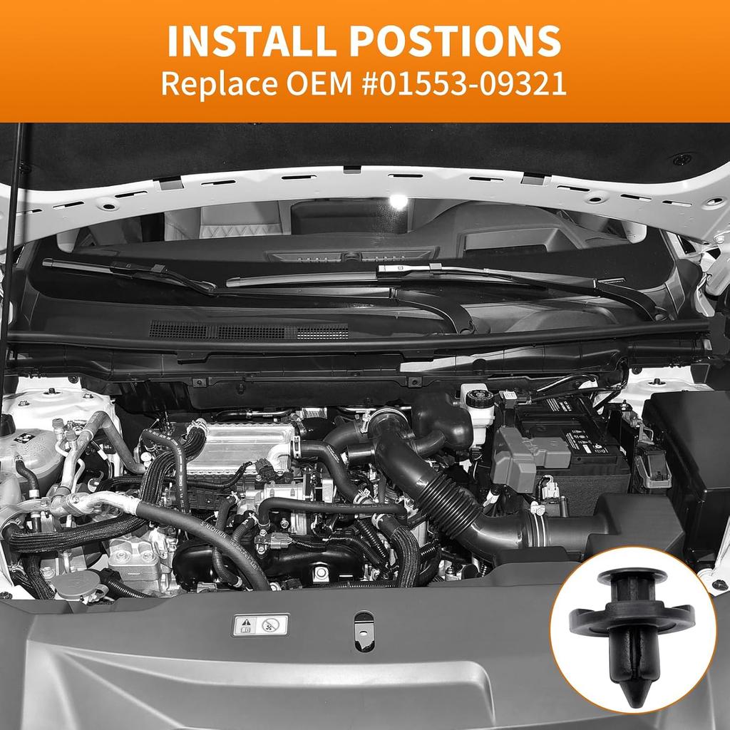 SECLUDE 20PCS Fender Trim Panel Bumper Shield Retainer Fastener Bumper Rivet Push-Type Clips Replace OEM 01553-09321 Compatible with Nissan Infiniti,