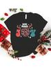 Funny Christmas Love Peace Joy Print T-Shirt Letter Print T Shirt Women Men Short Sleeve Loose Shirts