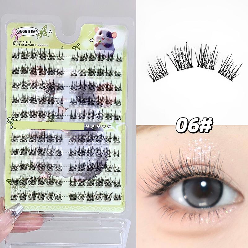 Gegebear 10 Rows Glue-Free False Eyelashes Comic Eye Style Natural Curling Lashes Easy To Wear Perfect for Beginners