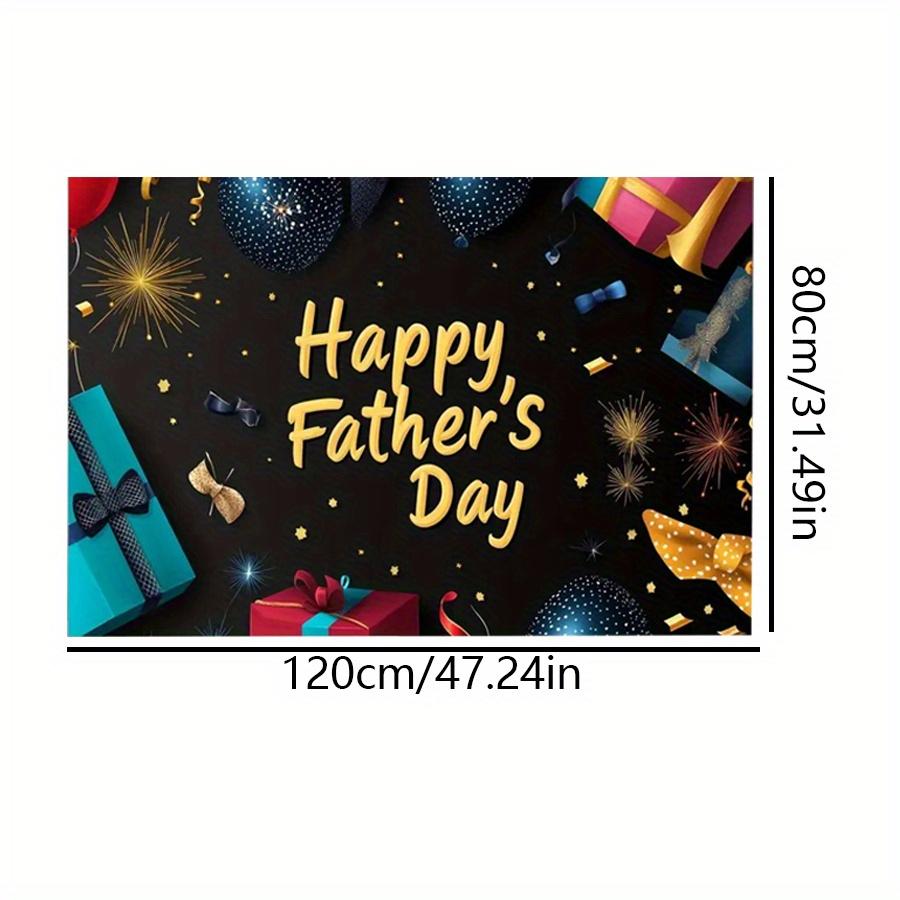 

1 шт. Большой баннер-гобелен с надписью «С Днем отца» — стильный дизайн галстука, камеры и подарка для украшения празднования Дня отца в помещении или на открытом воздухе, темно-синий фон 120*80cm