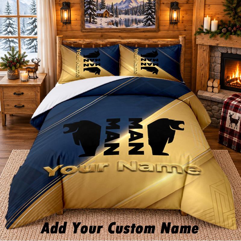 MAN Truck Pattern Bedding 3Pcs Set Custom Name, Bed Sheet And Pillowcases For Home Bedroom