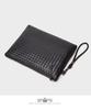 Men's Woven Leather Clutch Wallet - Large Capacity Soft Handbag & Phone Holder