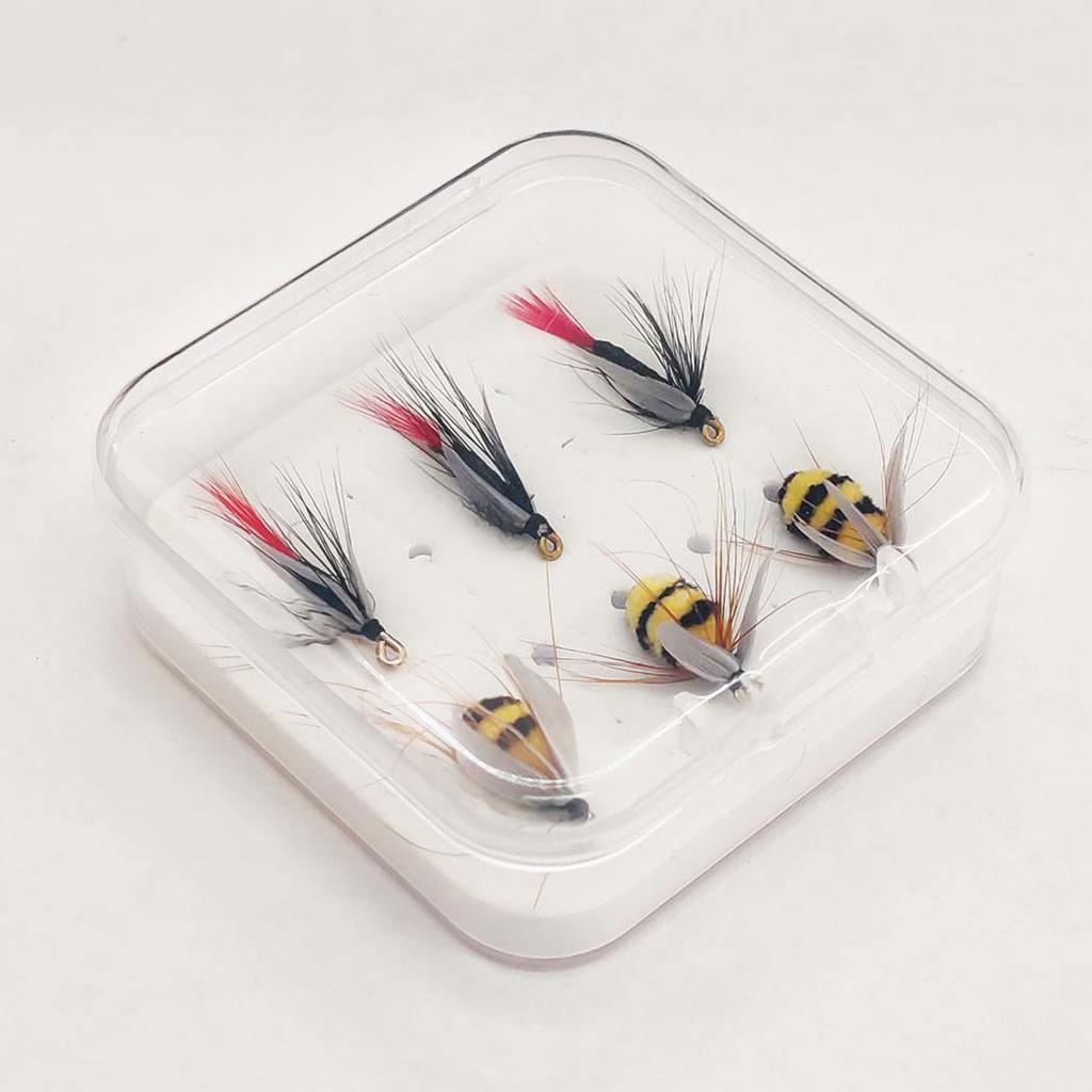 Artificial Tussock Red Tail Moth Bait & Bumble Bee Dry Fly Bait -Mixed Styles Artificial Fishing For Trout/Bass/Salmon/Perch/Carp Bait -6/10Pcs/Box