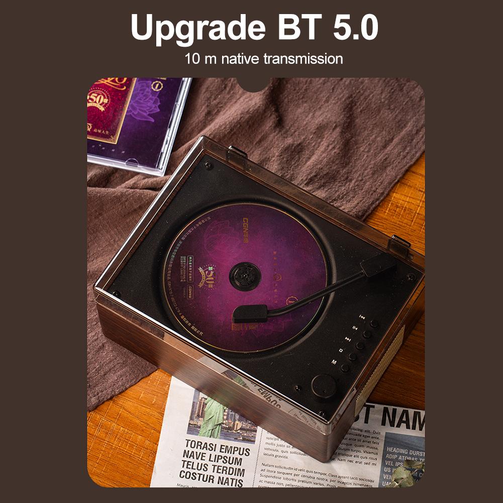 CD Music Player Rechargeable Support CD BT USB 3.5mm AUX Wireless Speaker Bluetooth-Compatible 5.0 Desktop CD Player Home Decor