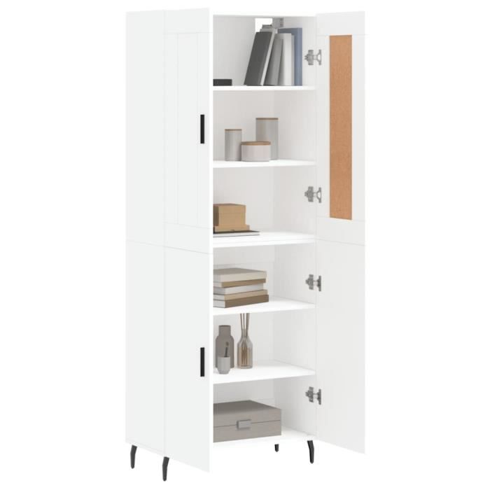 VidaXL Buffet haut Blanc 69,5x34x180 cm Bois d'ingénierie 3199569