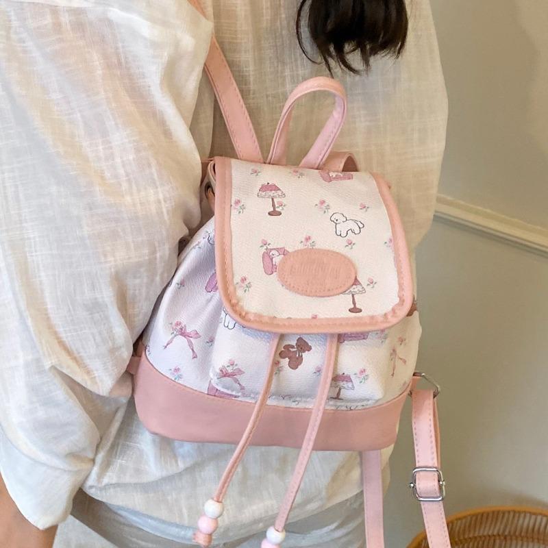 Cute Printed Backpack for Women New Trendy Fashion Simple Mini Schoolbag Summer Sweet Girl Backpack
