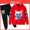 Cat Child Cute Female Printed Clothes For Children From 1 To 12 Years Autumn Pure Cotton Clothing For Girls Boys Wear Casual