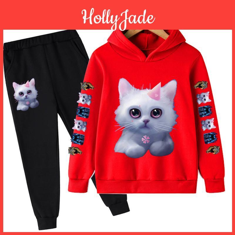 Cat Child Cute Female Printed Clothes For Children From 1 To 12 Years Autumn Pure Cotton Clothing For Girls Boys Wear Casual