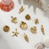 2 PCs 304 Stainless Steel Charms 18K Real Gold Plated Sea Star Conch Shell Fish Lobster Turtle Pendants Forf DIY Jewelry Making
