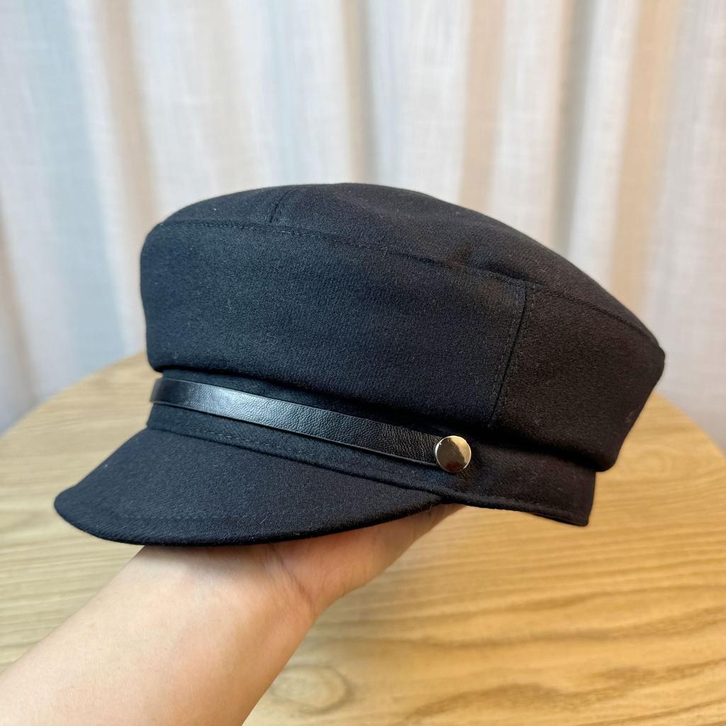 Autumn and Winter Slim Casual Short Cover Warm Woolen Flat Hat Women's Fashion Cloud Octagonal Hat Niche Trend