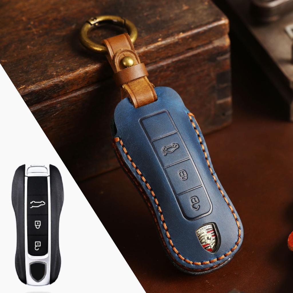 Car Key Cover for Porsche Key Cover 718 Cayenne Kaman Car Key Cover Genuine Leather
