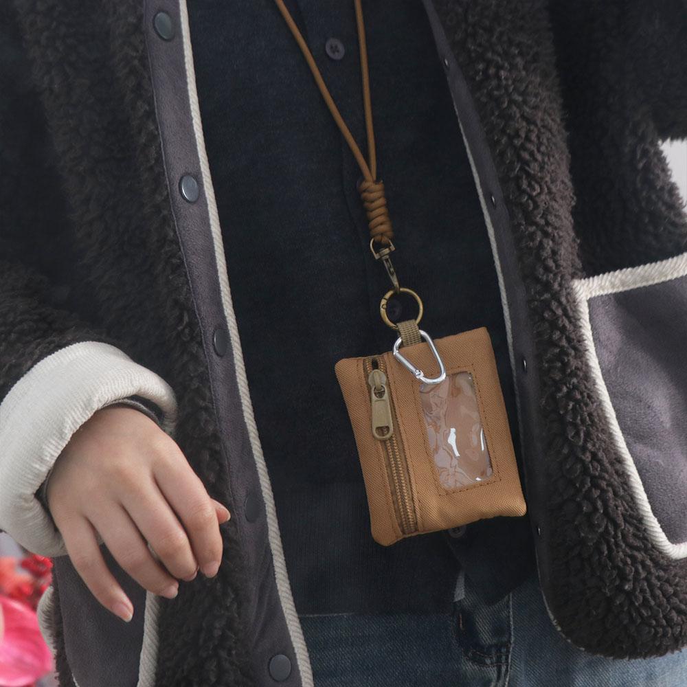 Solid Color Hanging Neck Coin Purse Oxford Cloth Small Storage Bag Hanging Neck Wallet  Zipper Bag
