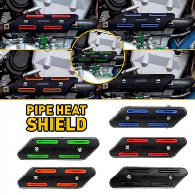 Carbon Fiber Exhaust Muffler Pipe Heat Shield Cover Red Universal Motorcycle EOA