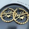 Fashionable Personalized Name Earrings Stainless Steel Customized Large Hoop love Twist Earrings Valentine's Day Birthday Gift