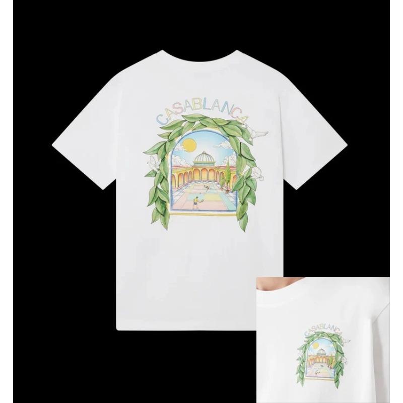 Vânzare Fierbinte T-shirt cu Imprimeu Grafic Casa și Arcuri Mânecă Scurtă Modă High-street Bărbați Femei Larg Casual Supradimensionat Gât Rotund Vară Nouă Tee