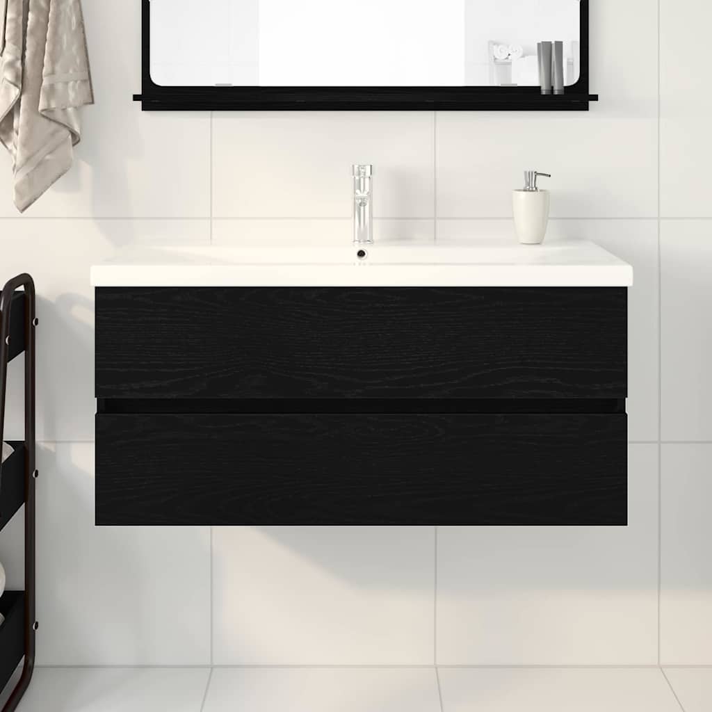 Washbasin Cabinet Black Oak Effect 100 X 39 X 62 Cm