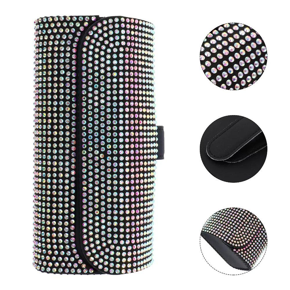 Rhinestone Sun Visor Glasses Case Bling Sunglasses Storage Box Car Eyeglasses Holder  Driving