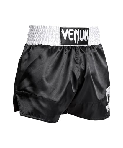 Muay Thai Shorts Classic // Venum Venum Kick Pants, Boxing Trunks, Sportswear, Training, Martial Arts (Black x White x White, X-Large)