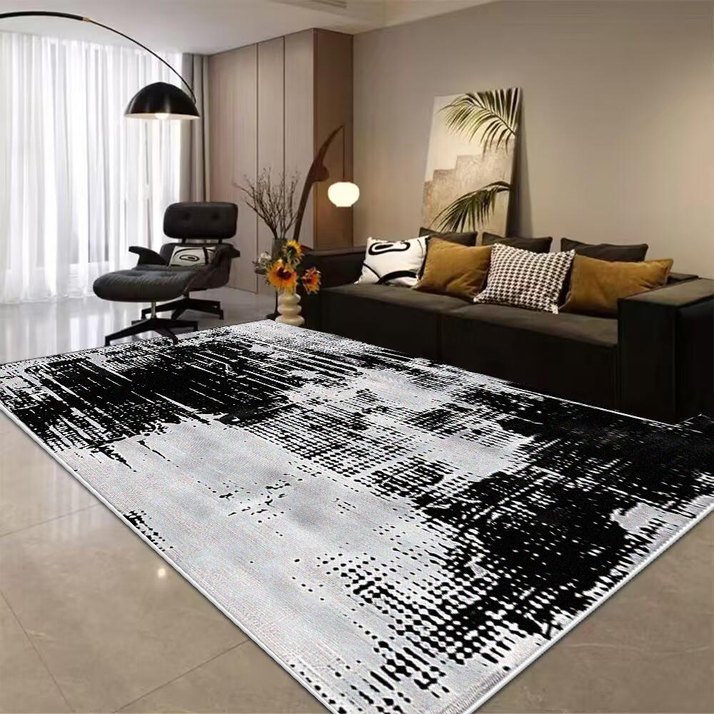 Nordic Style Black Large Carpet Non-slip Living Room Decoration Sofa Area Rug Easy Clean Coffee Table Mat Bedroom Lounge Rugs