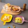 Creative Colorful With Handle Plate Gradual Change Home Western Food Plate Microwave Oven Single Handle Baked Rice Baking Pan