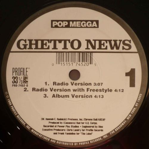 12inch Record POP MEGGA - Ghetto News PRO74520 Profile Records 1996 US Rap & Hip-Hop/R&B Used