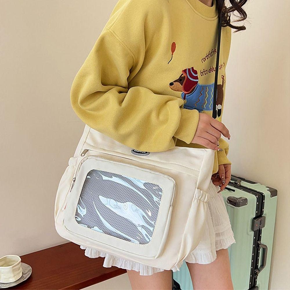 

Cotton Doll Bag Solid Color Itabag Nylon Shoulder Bag Creative Transparent Bags Storage Bag чорний