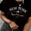 Casual Top for Summer & Spring Women's Clothing New York Print Crew Neck T-shirt Short Sleeve