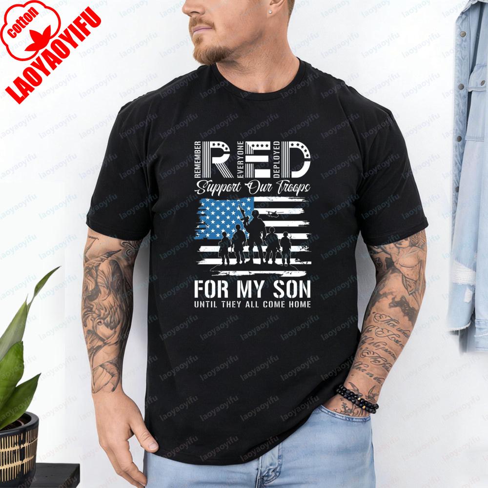 RED Friday Tshirt for My Son Design Military Family Heritage Cotton Tee Vintage Classic Patriotic Mens Camisetas Nostalgia Tops