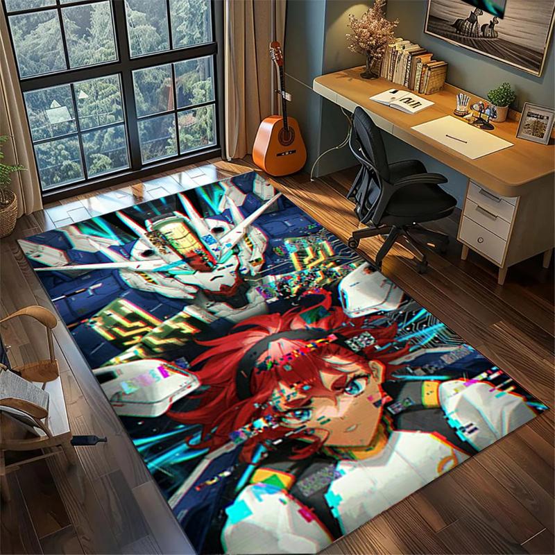 Gundam Waschbarer Teppich Rutschfest Großer Teppich Gamer Zimmer Schlafzimmer Dekoration