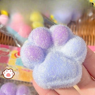 Taba Squishy Handmade Flocking Cat Paw Stress Relief Toy Cure Office Stress Reliever Vent Fidget Toys for Kids Adults Gift