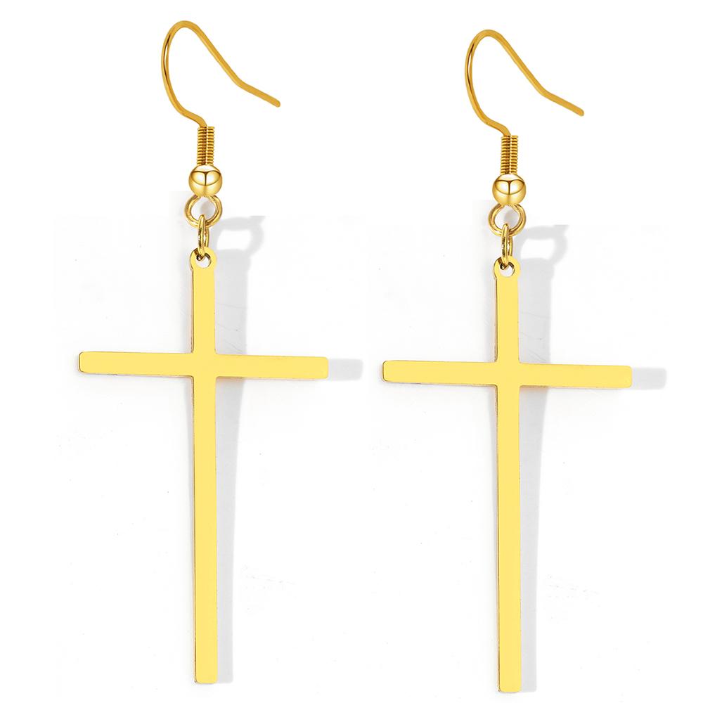 Stainless Steel Earrings Temperament Minimalist Crucifixion Dangle Hip-hop Style Earrings For Women Zircon Banquet Fine Gifts