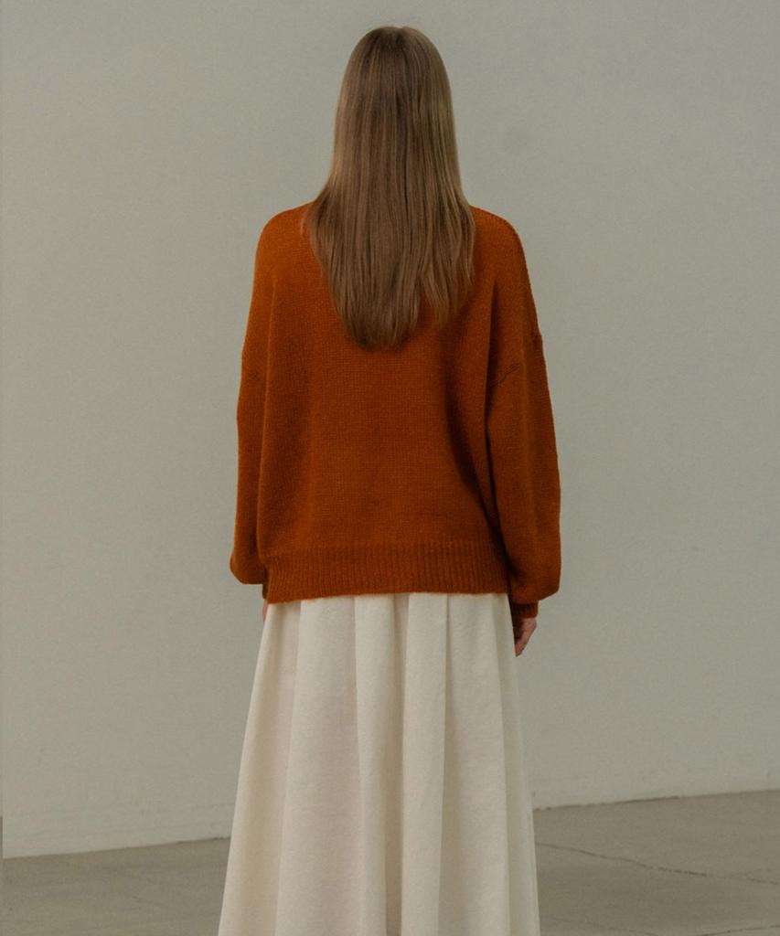 Mosyupamosyu Mohair Wool Round Knit [Brick]