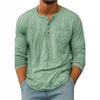 Men's Casual Henley Shirt Long-Sleeve Tough Guy Style Breathable Quick-Dry Pocket T-Shirt
