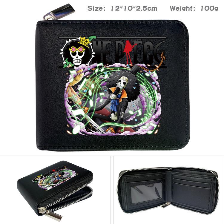 One Piece Anime Reißverschluss PU Geldbörse Luffy Aufdruck Kurzes Münzfach Kartenhalter