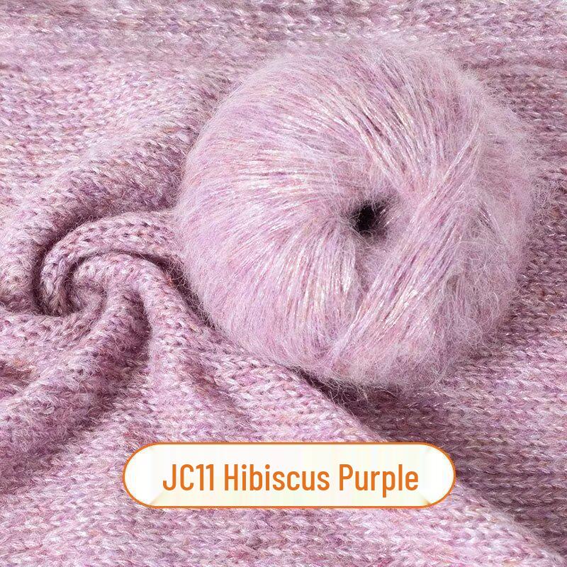 Medium-Thick Sparkly Mohair & Wool Soft Hand-Knitting Yarn Skein